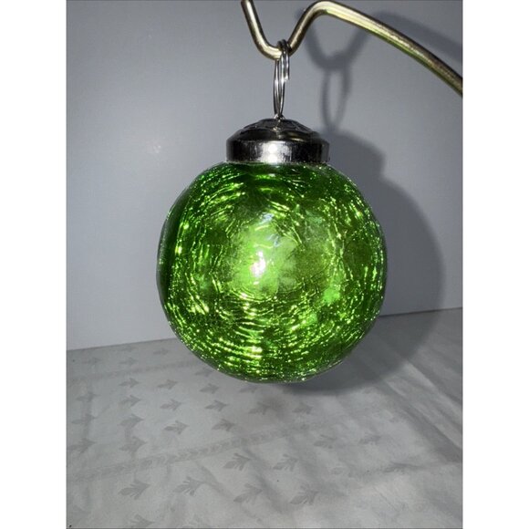 Krugel Other - Vintage Kugel Style Green Crackle Glass Christmas Ornament 4" Heavy